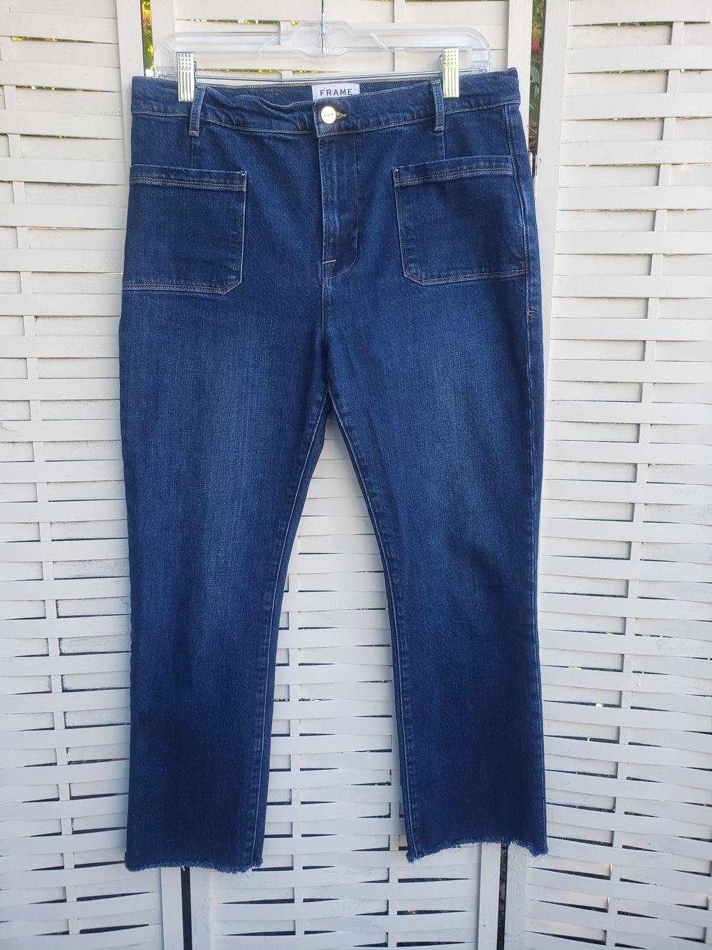 Frame Denim Le Bardot High-Rise Dark Blue Straight Jeans Size 30